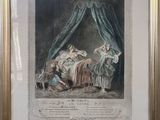 an old picture of a woman laying in bed next to a man and a dog