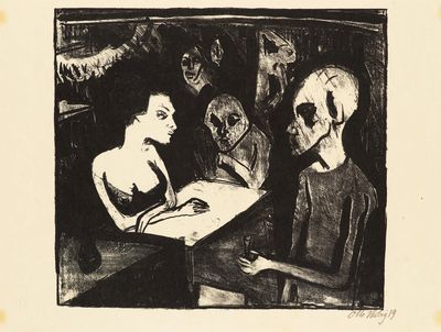 un dessin en noir et blanc représentant un homme et une femme assis à une table