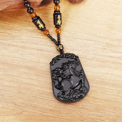 Lot de 60 colliers "Inventivité du Tigre" en Obsidienne Noir… - Photo 1