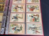 a lot of cards in a red box on a table