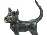 a small statue of a cat on a white background