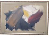 abstract painting of a piece of cake on a white background