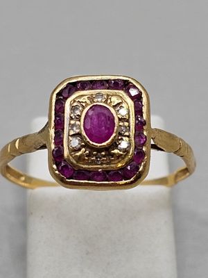 Bague déformée OR et pierres, doigt 58, poids brut 2. - Photo 1