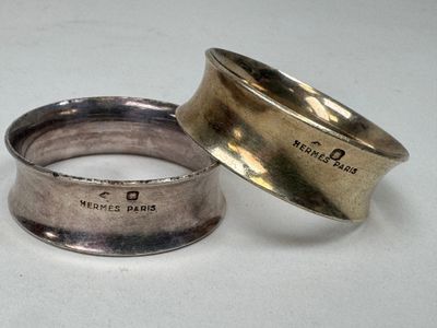 pair of antique sterling silver napkin rings with engraved names