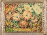 une peinture de fleurs dans un vase sur une table
