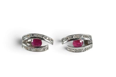 pair of ruby and diamond earrings