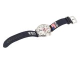 a close up of a watch on a white background