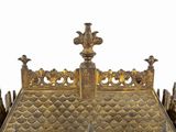 an antique brass tray with a decorative design on the top of it