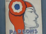 une vieille affiche représentant la tête d'une femme ornée d'une fleur