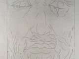 drawing of a drawing of a man with a beard and eyes