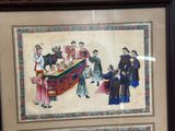 painting of a group of people standing around a table in a room