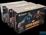 trois boîtes de super-héros Marvel avec Captain America et Iron Man