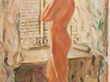 an image of a painting of a woman standing in front of a window