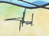 a painting of a bird sitting on top of a tree branch