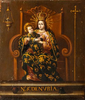 a painting of a woman holding a child in her lap