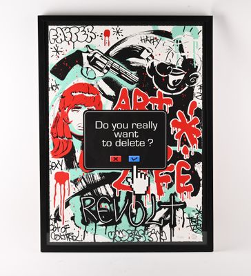 framed picture of a picture with a message on it that says do you really want to delete?