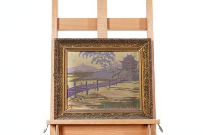 a picture of an easel with a painting on it