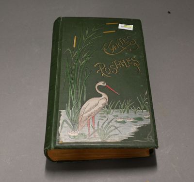 a green book with a picture of a bird on it