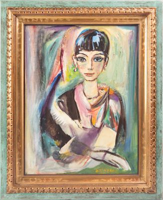 Ludwig KLIMEK (1912-1992), portrait de femme aux yeux bleus,…