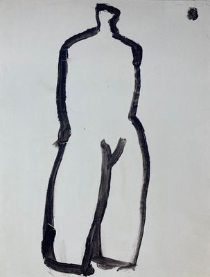 dessin représentant une personne debout devant un fond blanc