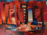une peinture représentant un tableau d'un homme et d'une femme