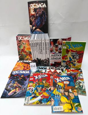 a bunch of comics sitting on top of each other on a table