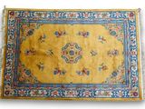 an oriental rug on a white background with a blue border