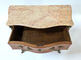 a wooden box with a marble top on a white background