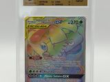 a close up of a pokemon card in a clear plastic case