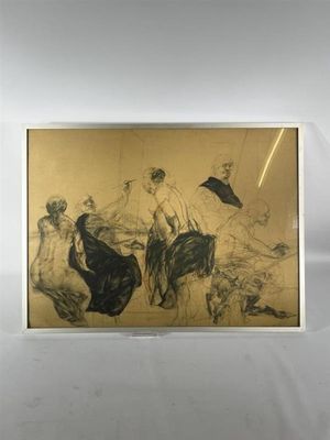 une image représentant un dessin d'un groupe de personnes assises sur un canapé