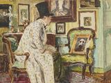 tableau représentant une femme assise sur une chaise dans une pièce