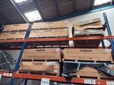 many boxes on the shelves in the warehouse
