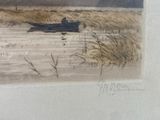 a drawing of a man in a boat on the water