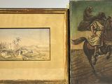 tableau représentant un homme à cheval, à côté d'un tableau représentant un homme sur un cheval