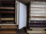 a box full of books sitting on a table