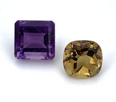 Deux pierres fines à monter : une améthyste à pans coupés fa… - Photo 1