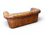 brown leather sofa on a white background with a white background