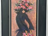 tableau représentant une femme avec un bouquet de fleurs dans les cheveux