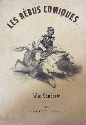 un vieux livre sur lequel figure le dessin d'un homme à cheval