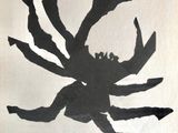 peinture représentant un crabe sur fond blanc, avec un contour noir
