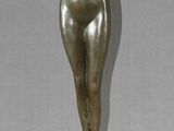 bronze statue of a woman holding her hands up to her head