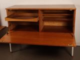 an image of a wooden desk with two drawers and a shelf