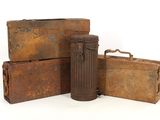 three old suitcases that are sitting next to each other