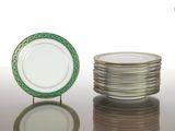 a stack of plates sitting next to each other on a table