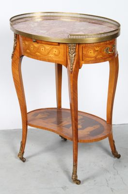 a small table with a tray on top of it