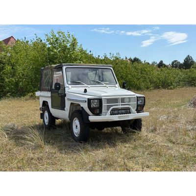 un camion blanc garé dans l'herbe
