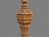 an image of a very tall tower with a clock on top of it