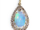 an oplite and diamond pendant