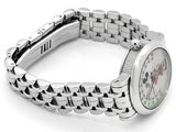 a wrist watch that is sitting on a white surface