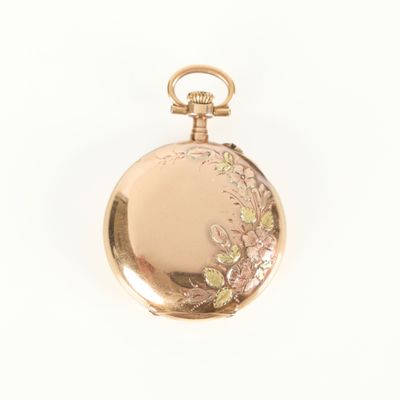 Montre de col en or à décor de guirlandes de fleurs, cadran … - Photo 1